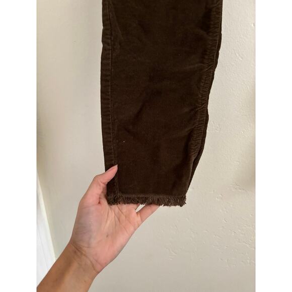 Free People Pants Woman’s 26 Skinny Reagan Raw Hem Brown Corduroy High Waisted - Picture 9 of 10